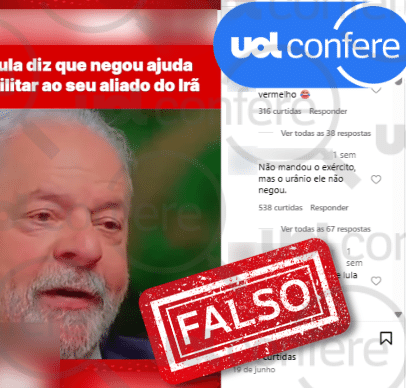Vídeo de Lula sobre ajuda militar é de 2023 e se refere à Ucrânia, não ao Irã