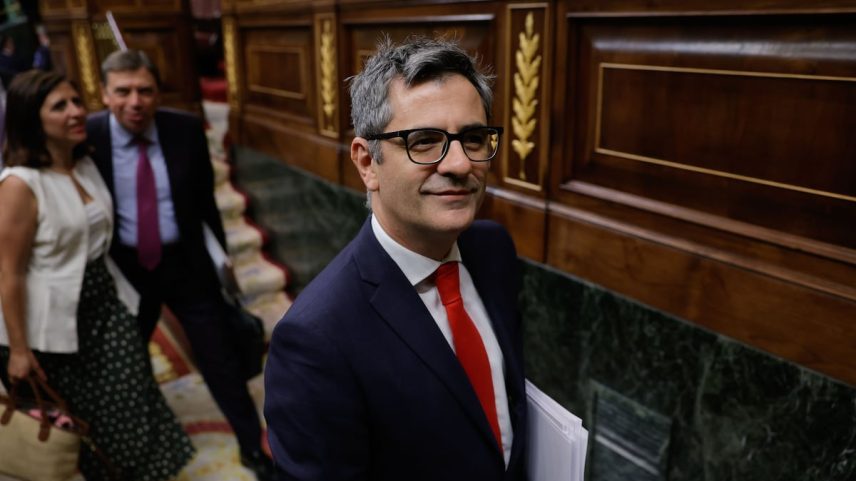 O ministro da Presidência, Justiça e Relações com as Cortes, Félix Bolaños, em um Pleno no Congresso este mês de julho. (Foto: ZIPI ARAGON / EFE)