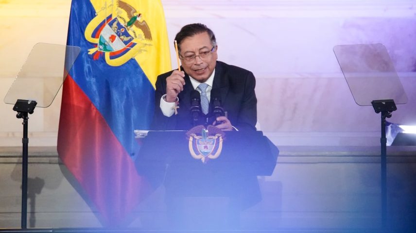 Gustavo Petro faz discurso na Instalação do Congresso no Capitolio Nacional. (Foto: Sergio Acero Yate - EL PAÍS)