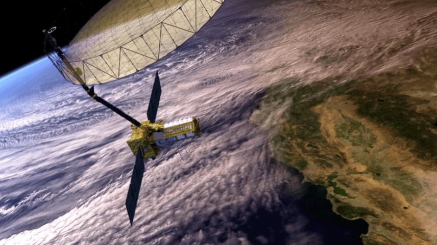 Uma colaboração entre a NASA e a Organização Indiana de Pesquisa Espacial, o NISAR usará radar de abertura sintética para monitorar quase todas as superfícies terrestres e cobertas de gelo do planeta duas vezes a cada 12 dias. (Foto: NASA/JPL-Caltech)