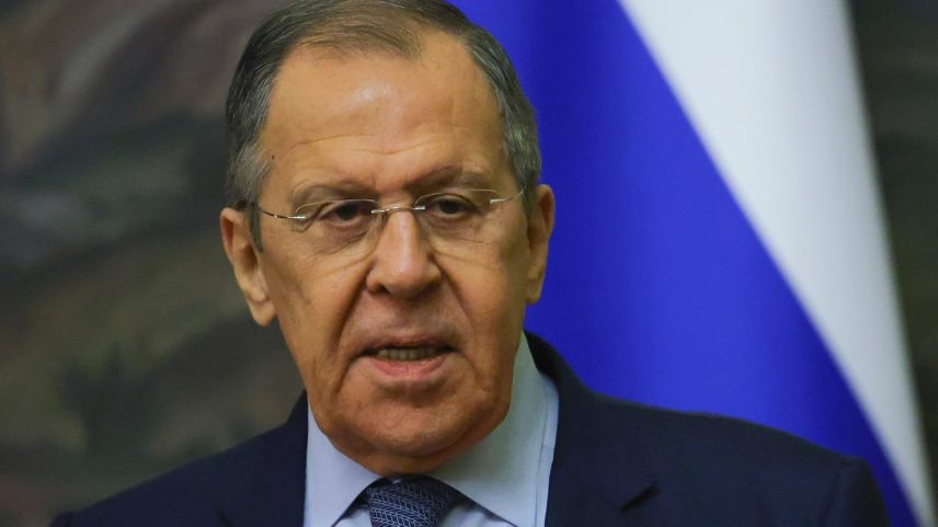 Ministro das Relações Exteriores da Rússia, Sergei Lavrov, durante coletiva em Moscou (Foto: Evgenia Novozhenina/Pool/AFP)