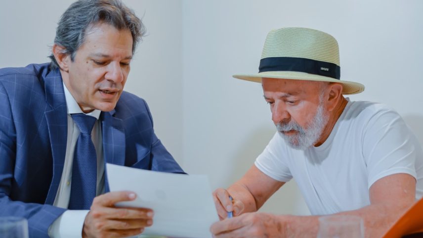 Ministro da Fazenda, Fernando Haddad, e o presidente Luiz Inácio Lula da Silva (Foto: Ricardo Stuckert/PR)
