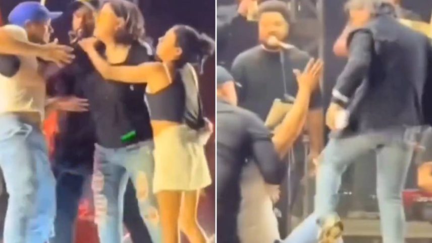 Roberta Miranda empurra e chuta homem que invadiu o palco do seu show em Campos Salles (Foto: Reprodução/Instagram)