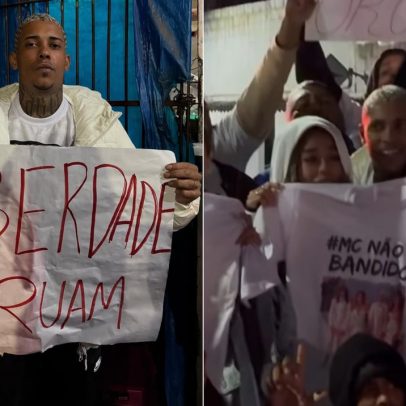 Poze do Rodo protesta pela liberdade de Oruam em frente ao Complexo de Gericinó