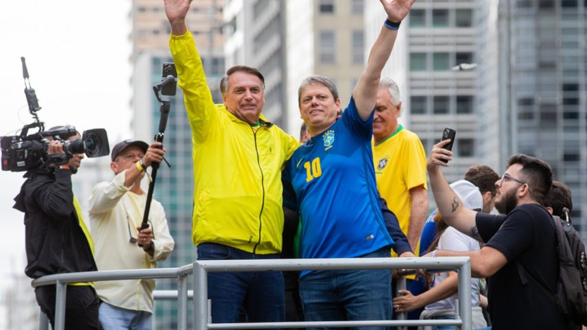 Governador Tarcísio de Freitas, em ato pró-anistia convocado por Jair Bolsonaro em São Paulo (Foto: Edilson Dantas / O Globo)