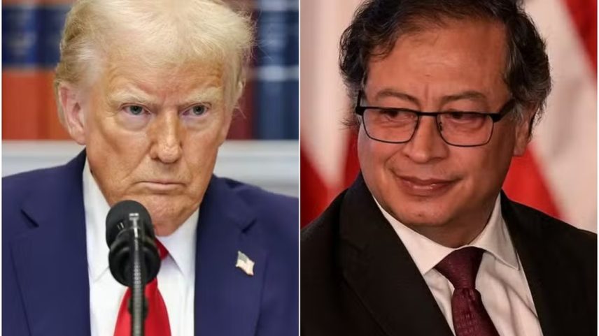 Donald Trump, à esquerda, e Gustavo Petro, à direita (Foto: Bloomberg | Juan Barreto/AFP)