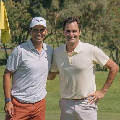 Federer e Nadal trocam tênis por tacos de golfe em evento em Mallorca