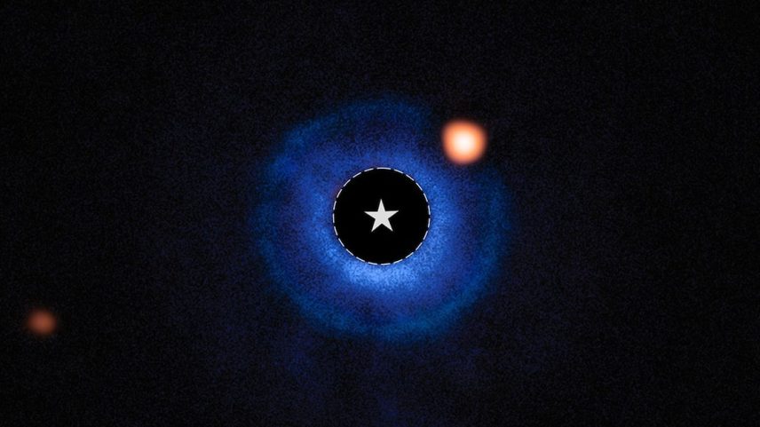 Telescópio James Webb detectou uma fonte luminosa, denominada TWA 7b; astrônomos o identificaram como um planeta pequeno e frio. (Foto: NASA, ESA, CSA, Anne-Marie Lagrange (CNRS, UGA), Mahdi Zamani (ESA/Webb))