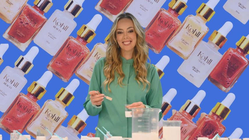 Helo Bertolini, fundadora da Kohll Beauty: empreendedora de Santa Catarina começou vendendo maquiagem de porta em porta (Foto: Kohll Beauty/Divulgação/Edição EXAME)