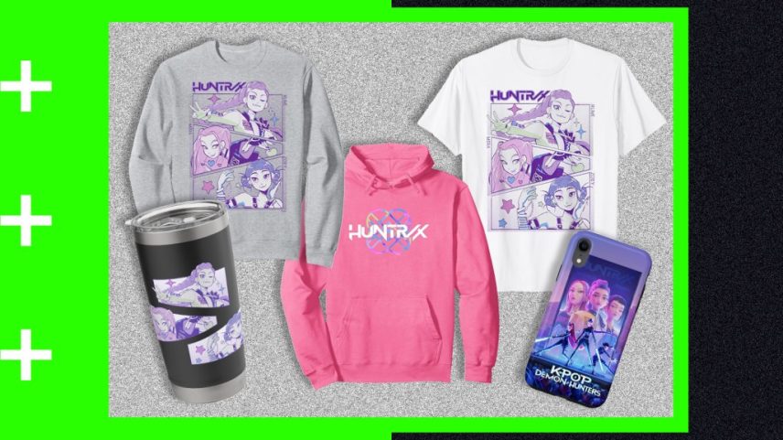 Merch da girl group HUNTR/X, 'KPop Demon Hunters', está atualmente à venda na Amazon -- confira as melhores peças, de camisetas a capas de celular. (Foto: Reprodução)