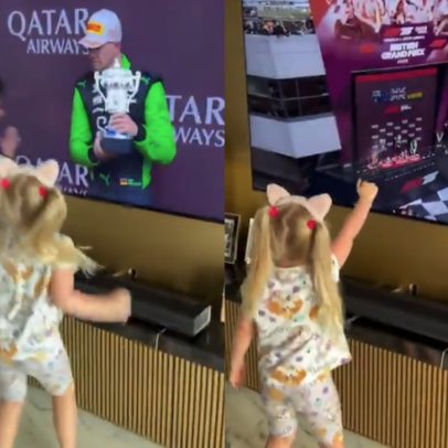 Filha de piloto emociona ao celebrar primeiro pódio do pai na F1 após 239 corridas