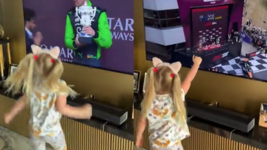 Noemi Sky vibra com pódio do pai, Nico Hulkenberg, no GP de Silverstone (Foto: Reprodução/Instagram)