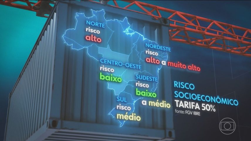 Tarifaço de Trump atinge regiões brasileiras de forma desigual e ameaça ampliar disparidades, aponta estudo (Foto: Reprodução/TV Globo)