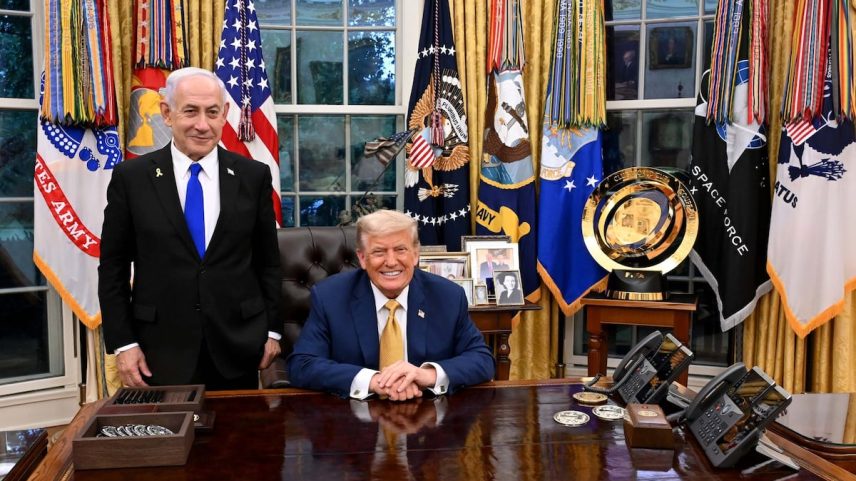 Donald Trump e Benjamin Netanyahu, em sua segunda reunião na Casa Branca na terça-feira. (Foto: GOBIERNO DE ISRAEL)