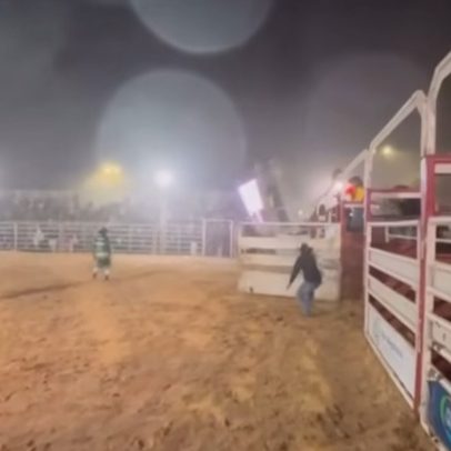 Telão cai sobre público em rodeio em SC durante vendaval e provoca feridos