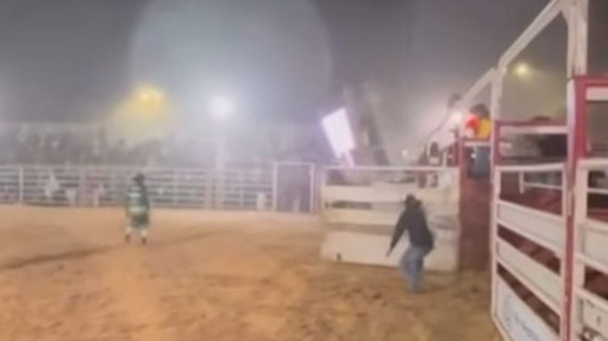 Momento em que o telão cai na plateia (Foto: Reprodução)