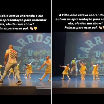Garotinha emociona público ao chorar durante apresentação de dança com pai ao lado