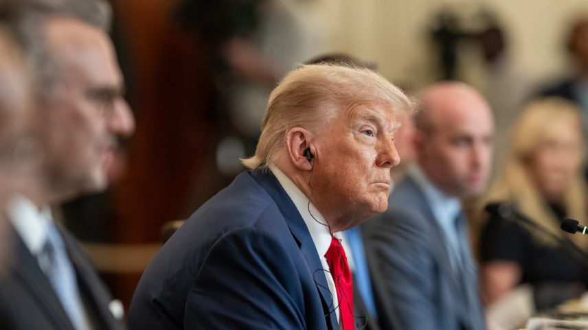 Trump, na Casa Branca, na quarta-feira, 9, dia em que anunciou tarifa de 50% para o Brasil (Foto: Daniel Torok/Casa Branca)