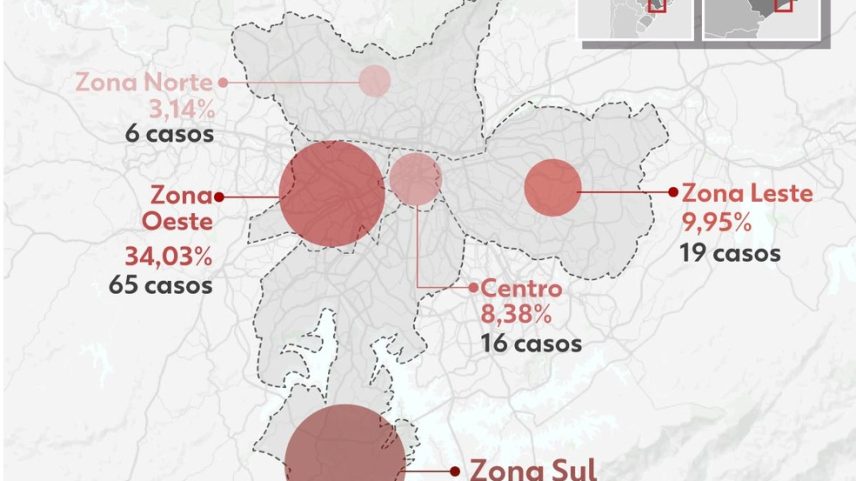 Ataques a ônibus na cidade de SP por zona — Foto: Arte g1