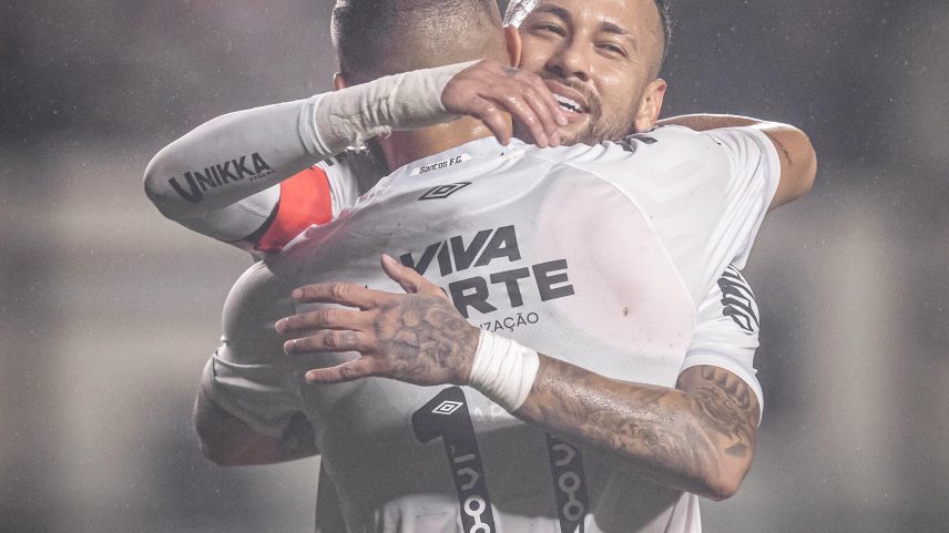 Neymar comemora gol marcado pelo Santos contra a Desportiva Ferroviária em amistoso (Foto: Divulgação/Santos)
