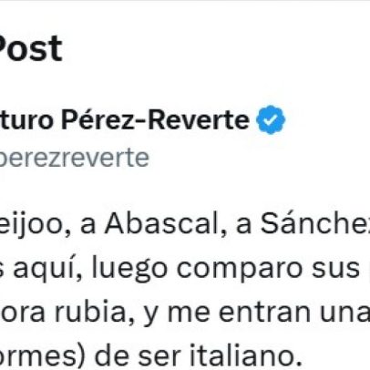 Pérez-Reverte recebe mais de 12.000 'me gusta' ao criticar Feijóo, Abascal e Sánchez