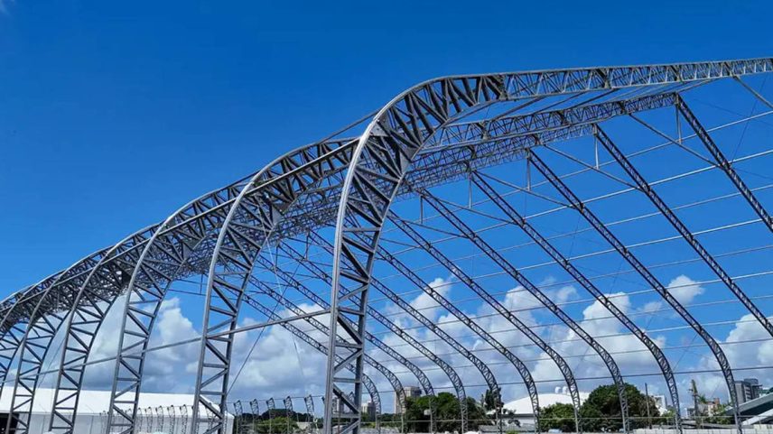 Pavilhão da COP30 em montagem no Parque da Cidade, em Belém (Foto: Edivaldo Sodré/Divulgação/Agência Pará)