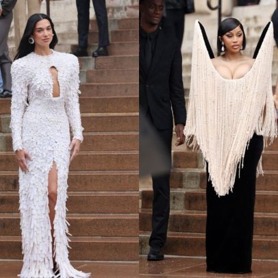 Famosas se divertem no desfile da Schiaparelli durante a alta-costura em Paris