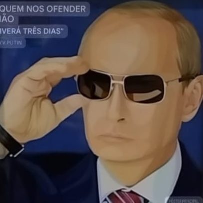 Russos ameaçam no Brics e promovem Putin com quadros e mensagens de força