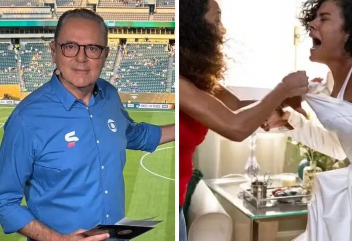 Luis Roberto faz comentários sobre cena de 'Vale Tudo' durante transmissão de jogo do Mundial de Clubes (Foto: Reprodução)