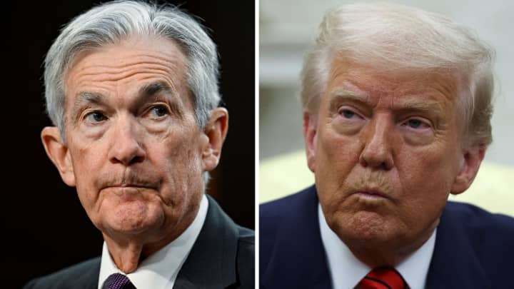 Presidente do Federal Reserve dos EUA, Jerome Powell, e o presidente dos EUA, Donald Trump. (Foto: Craig Hudson | Evelyn Hockstein | Reuters)