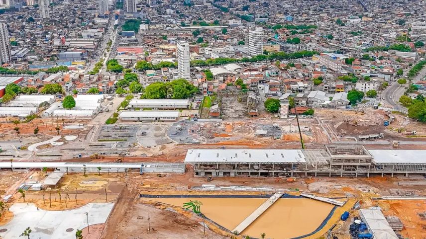 Obras do Parque da Cidade, espaço que sediará a programação da COP30 (Foto: Ricardo Stuckert/PR/Agência Brasil)