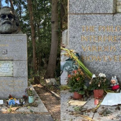 Boneco Labubu é deixado em túmulo de Karl Marx e gera repercussão nas redes sociais