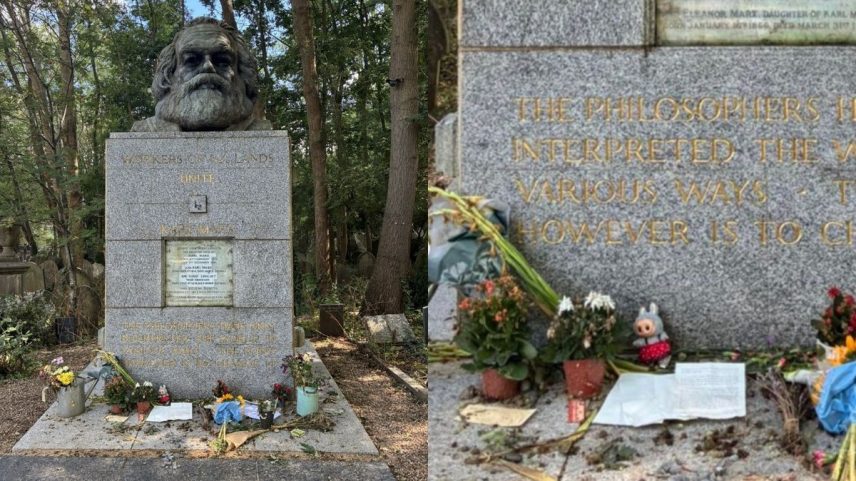 Boneco Labubu foi deixado em túmulo de Karl Marx (Foto: Reprodução/Redes sociais)