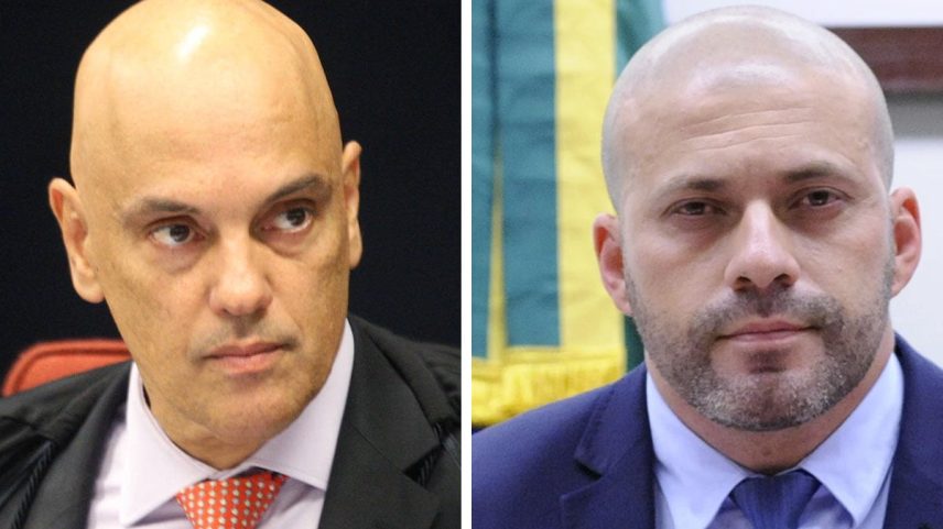 Alexandre de Moraes e Daniel Silveira. Fotos: Nelson Jr./STF e Cleide Viana/Câmara dos Deputados