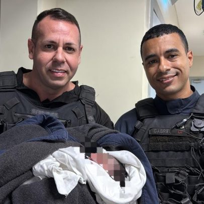 Bebê é resgatado por PMs após ser abandonado em lixeira na Zona Norte do Rio