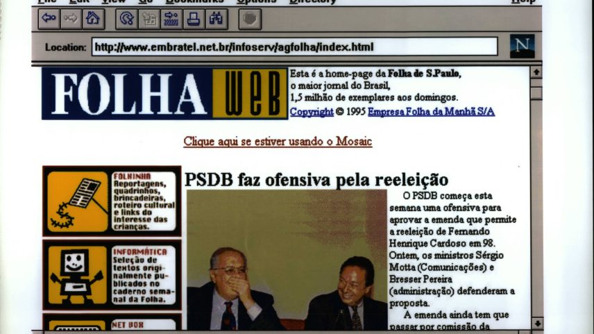 Página da Folha Web em 1995 (Foto: Folhapress)
