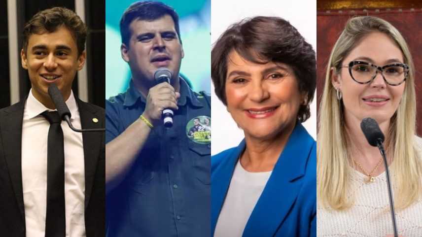 Montagem de fotos com Nikolas Ferreira, Bruno Engler, Coronel Cláudia e Delegada Sheila (Foto: Reprodução/Redes sociais)