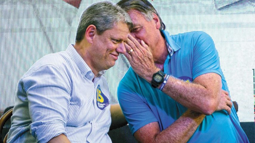 Tarcísio de Freitas e Jair Bolsonaro na campanha do prefeito Ricardo Nunes à reeleição, em 2024 (Foto: Maria Isabel Oliveira/2024)