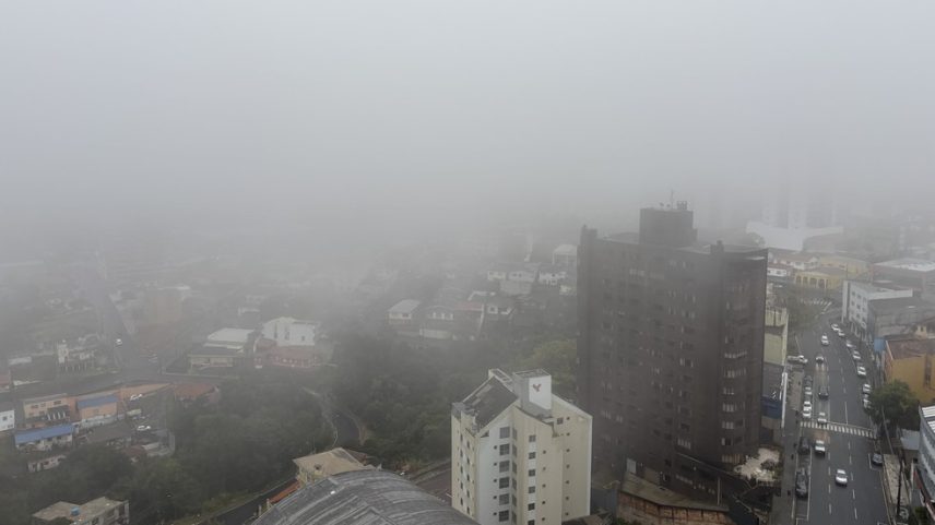 Amanhecer em Ponta Grossa (RS) com neblina no dia 1º de julho. (Foto: Sérgio Eglin Batista)