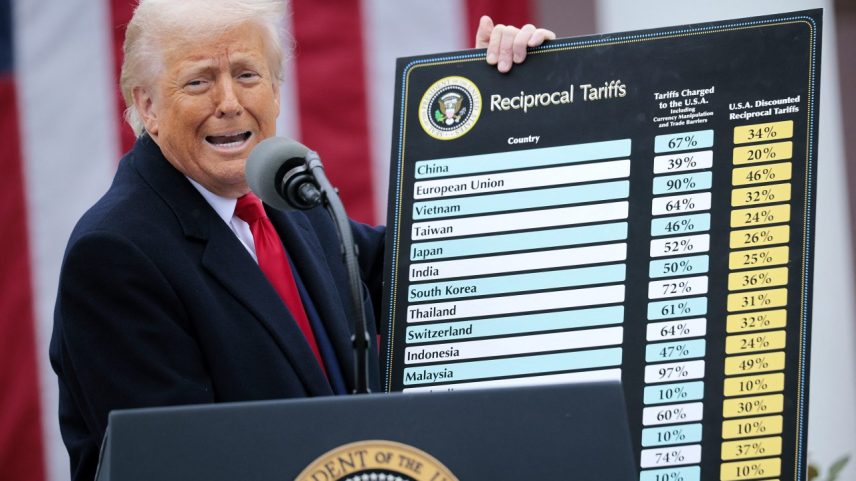 Trump e as tarifas (Foto: CHIP SOMODEVILLA / GETTY IMAGES NORTH AMERICA/AFP)