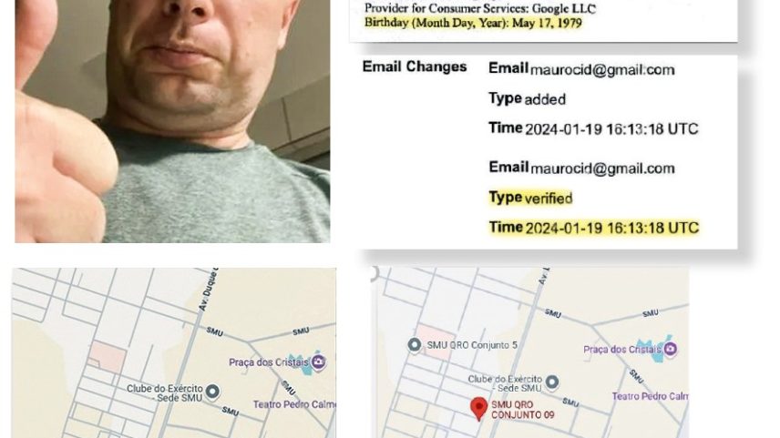 Cid: selfie, conta vinculada ao telefone do delator, criada com o e-mail do delator e acessada num endereço do delator (Foto: Reprodução)