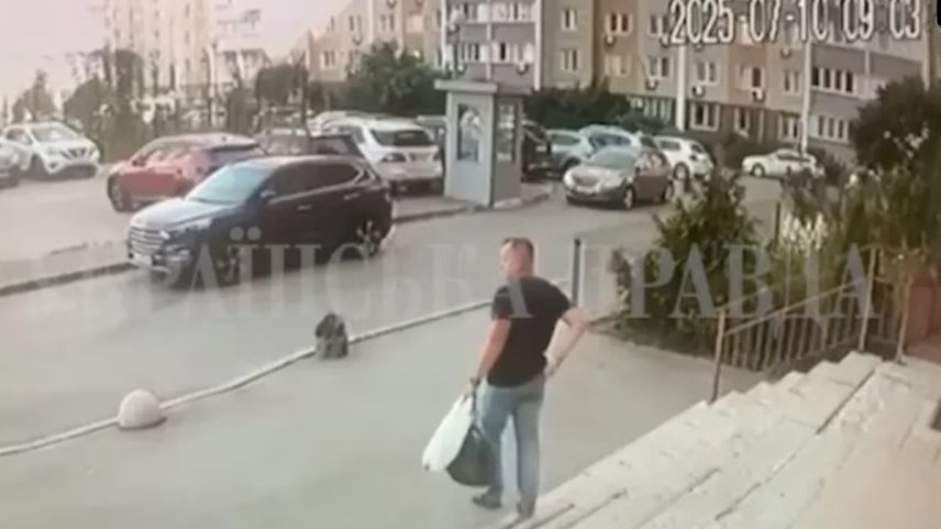 Imagens de segurança captaram assassinato de Voronych em Kiev (Foto: Ukrainska Pravda/Reprodução)