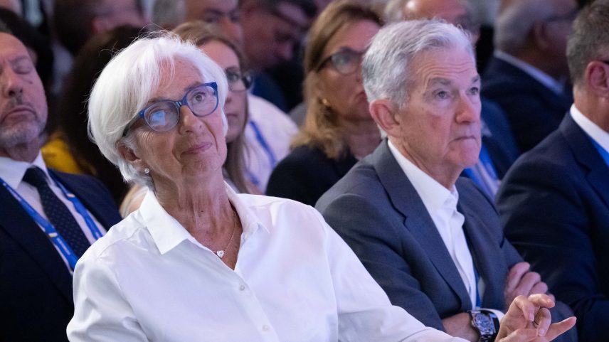 Christine Lagarde e Jerome Powell no segundo dia do Fórum de Sintra, em Portugal: investidores aguardam fala do presidente do Fed no evento (Foto: 2025 European Central Bank /Divulgação)