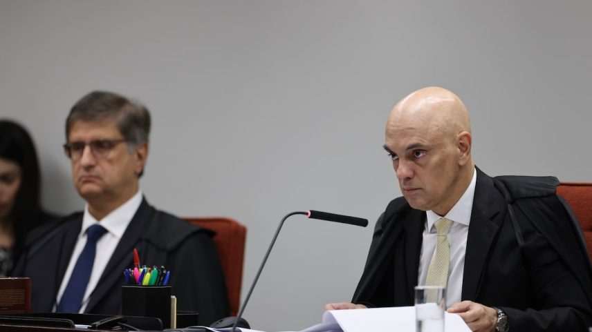 Ministro Alexandre de Moraes e o procurador-geral da República, Paulo Gonet, durante sessão na Primeira Turma do STF (Foto: Gustavo Moreno/STF)