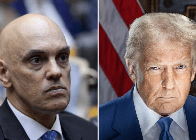 Ministro do STF, Alexandre de Moraes; e o presidente dos EUA, Donald Trump (Foto: Reprodução/Wikipedia)