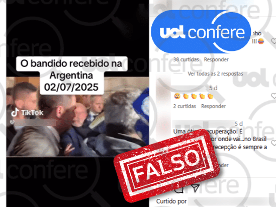 Vídeo original mostra apoiadores recebendo Lula na embaixada do Brasil na Argentina (Foto: Arte/UOL sobre Reprodução Instagram)