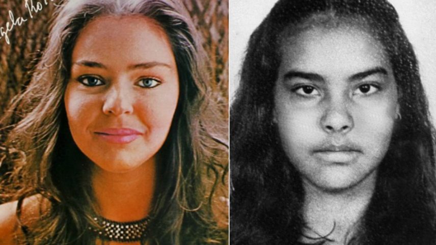 Angela Ro Ro (capa de seu primeiro disco) e a adolescente Mônica Granuzzo — Foto: Reprodução