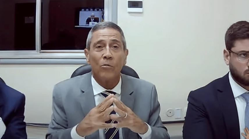 Braga Netto em interrogatório do STF (Foto: Reprodução/TV Justiça)