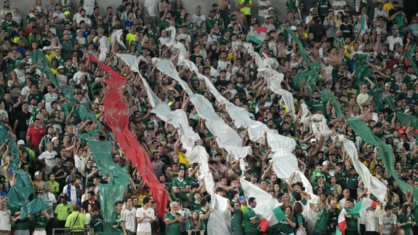 Torcida do Palmeiras no jogo contra o Chelsea, pelo Mundial de Clubes (Foto: JUAN MABROMATA / AFP)
