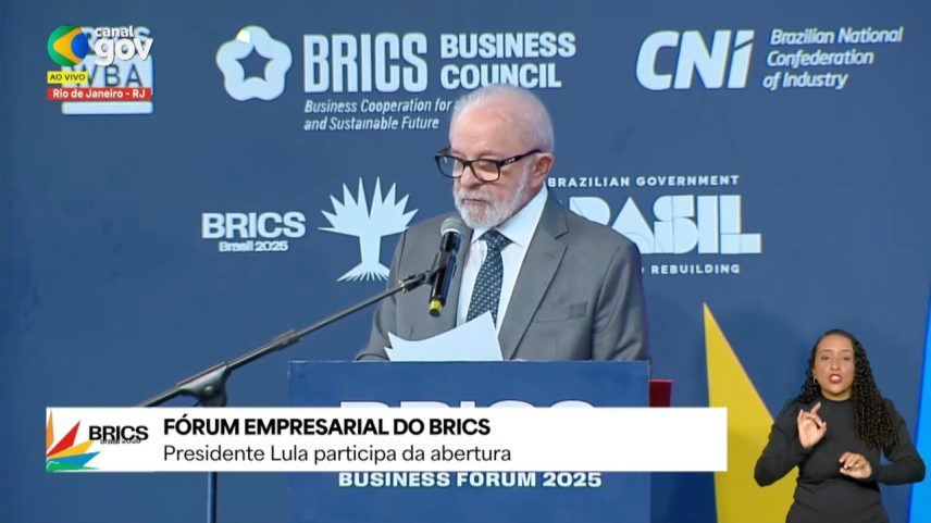 Presidente Lula discursou na abertura do Fórum Econômico, neste sábado, 5 (Foto: Canal Gov/Reprodução)